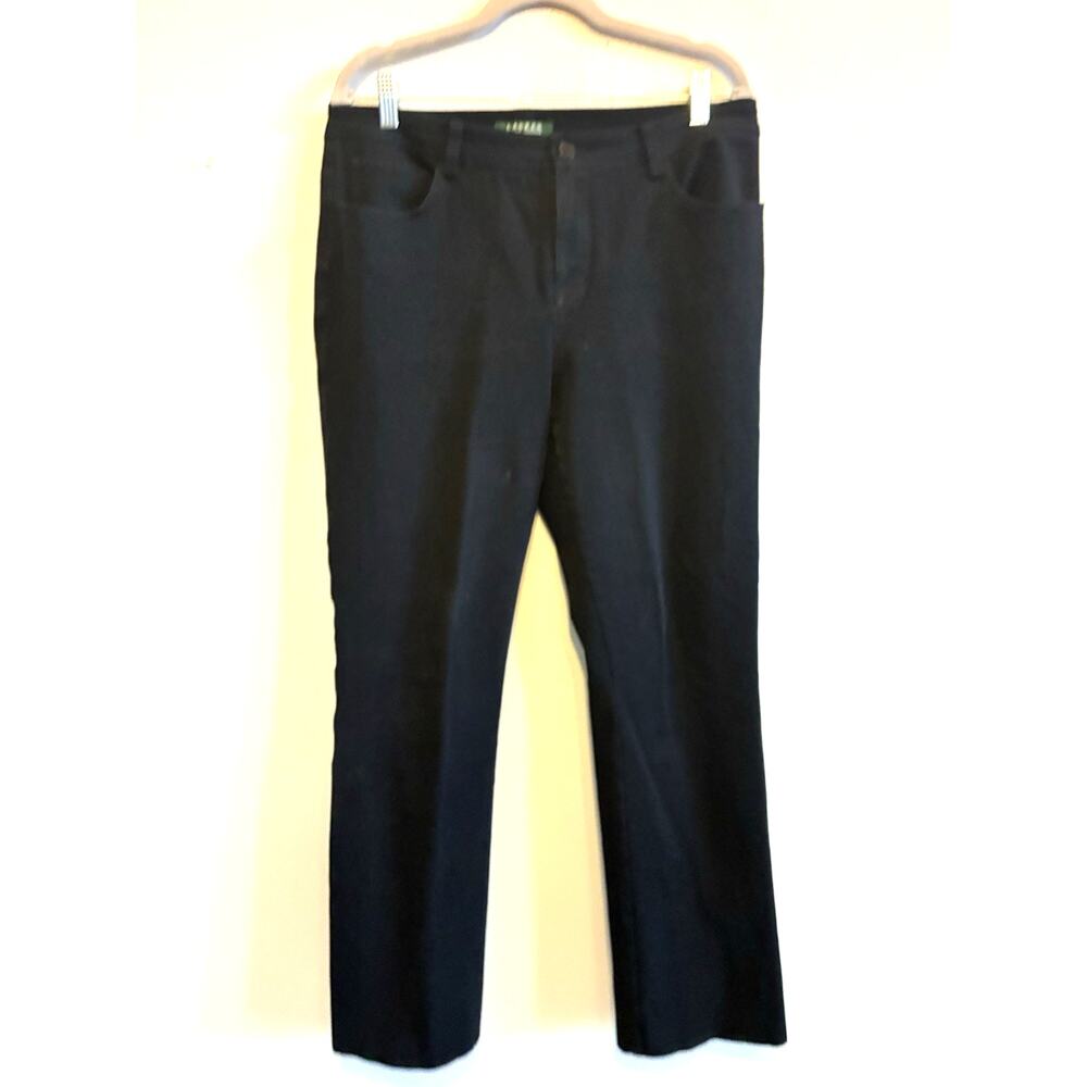 VTG 90s Ralph Lauren Black Stretch Cotton Pants Womens 12 Minimalist Slimming